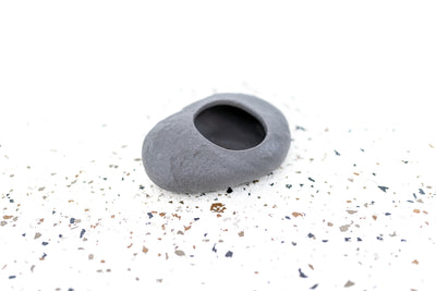 Grey Ceramic Stone Planter with Round Opening for Tillandsia Air Plants