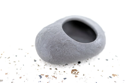 Grey Ceramic Stone Planter with Round Opening 
